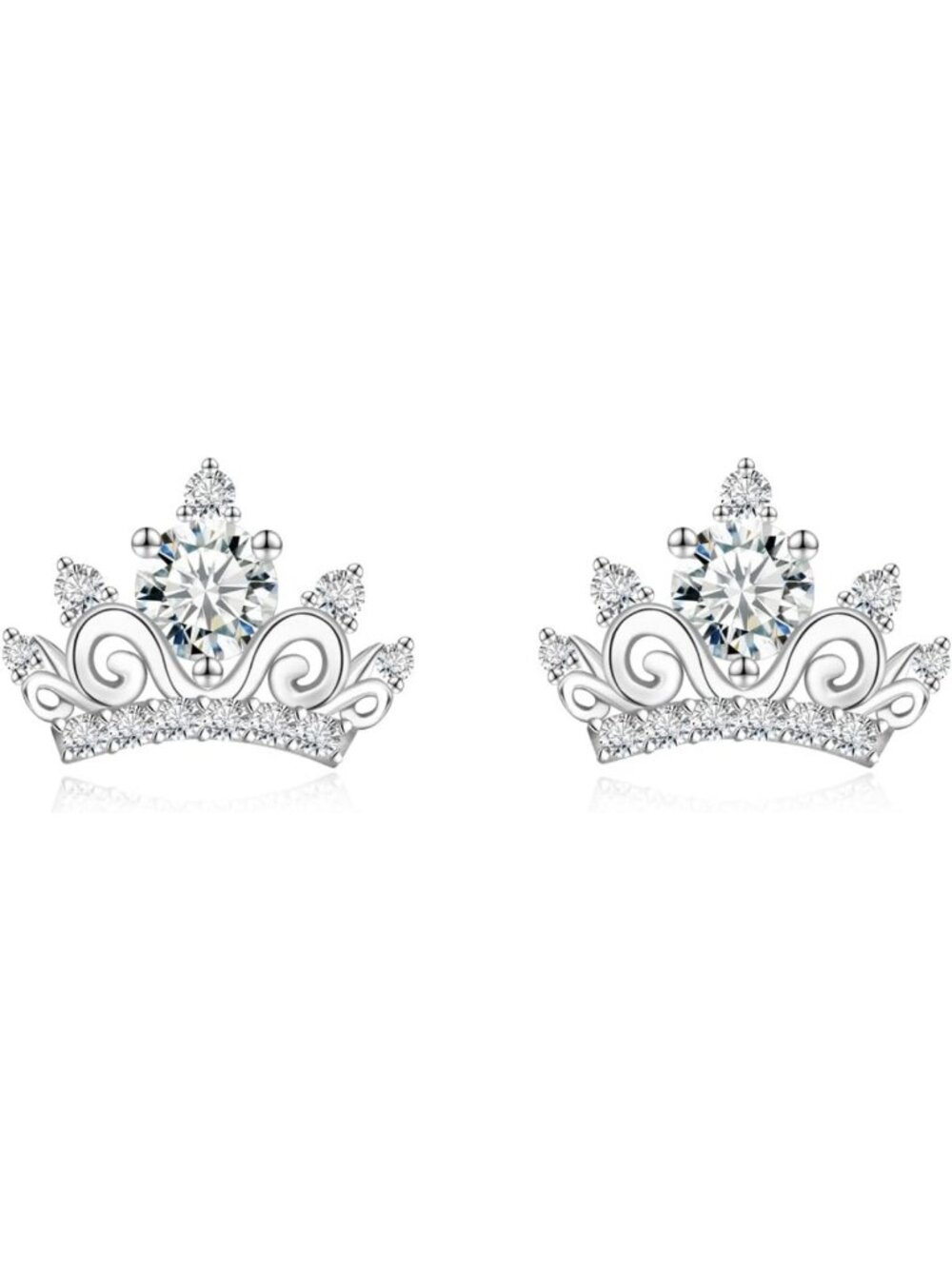Elegant Moissanite Crown Stud Earrings in 925 Sterling Silver - Perfect Gift!